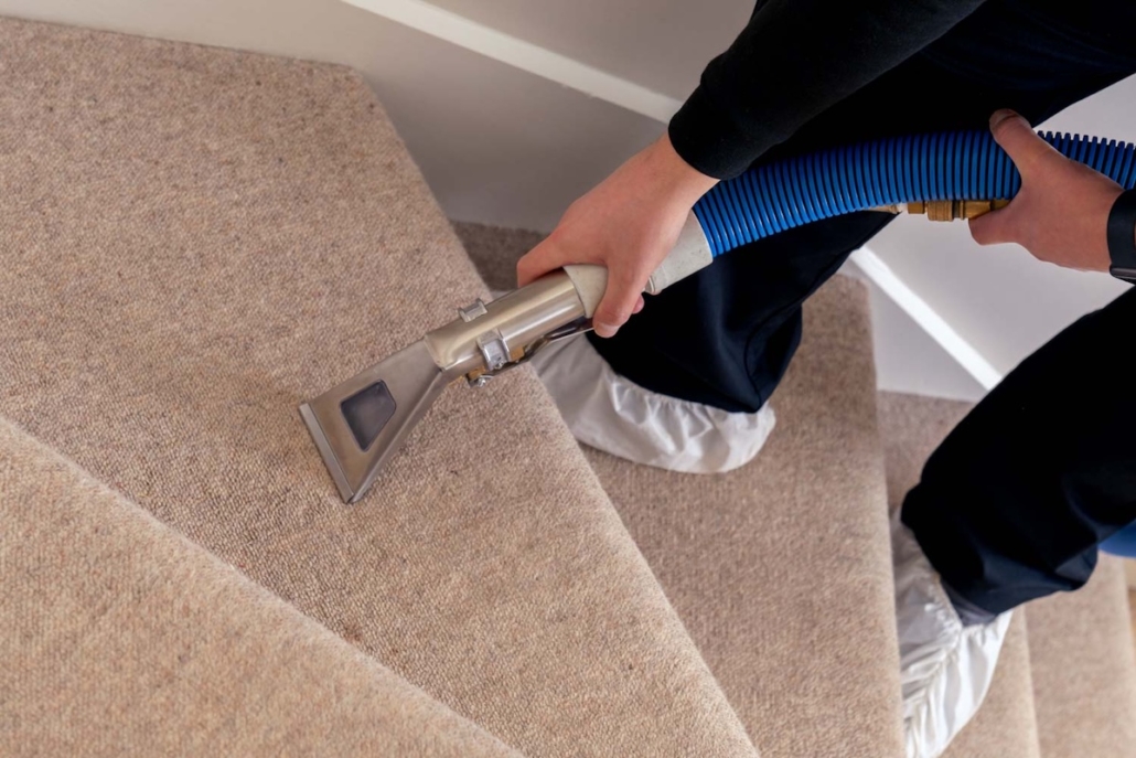 stairs being cleaned by Servicemaster West Sussex